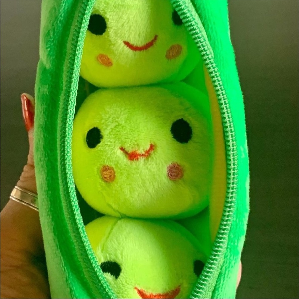 Green Pea Pod Stuffed Animal Toy